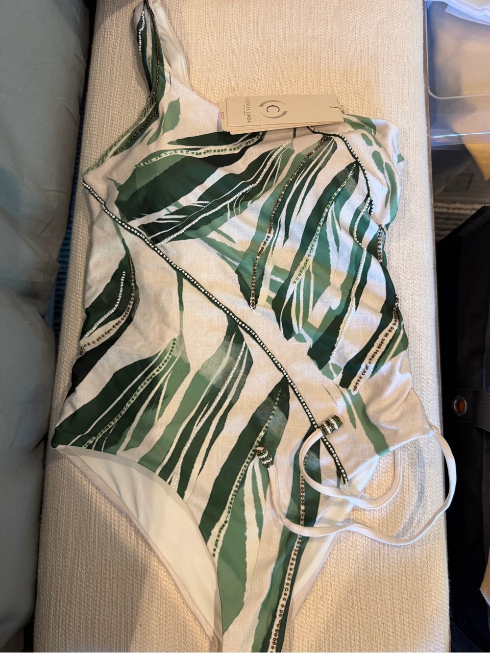 Green Palm-Print One-Piece Swimsuit